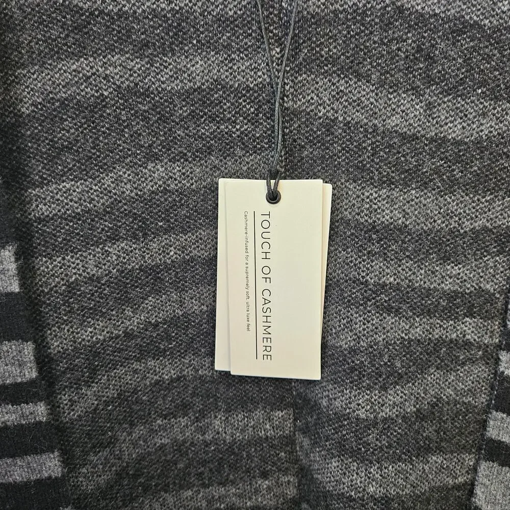 7 For All Mankind Cashmere Wool Zebra Fringe Poncho Gray Black Size OS